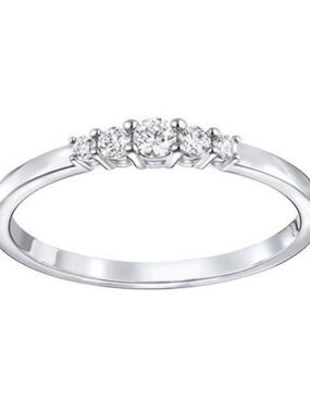 Swarovski Silver Toned Frisson Ring, White, Rhodium Plating Size 58 Size 8